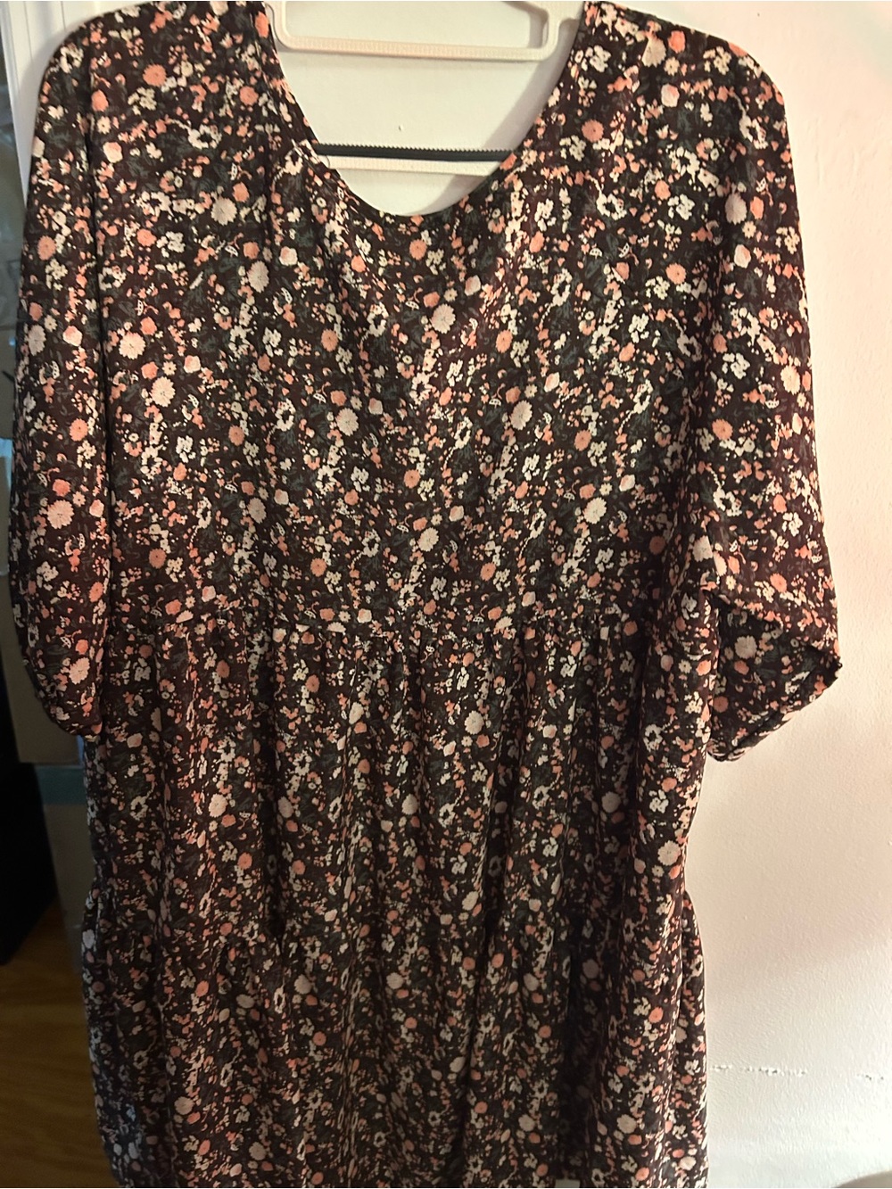 ⭐️3/$20 Egs California Floral Mini Dress - Black with Pink & Cream Flowers